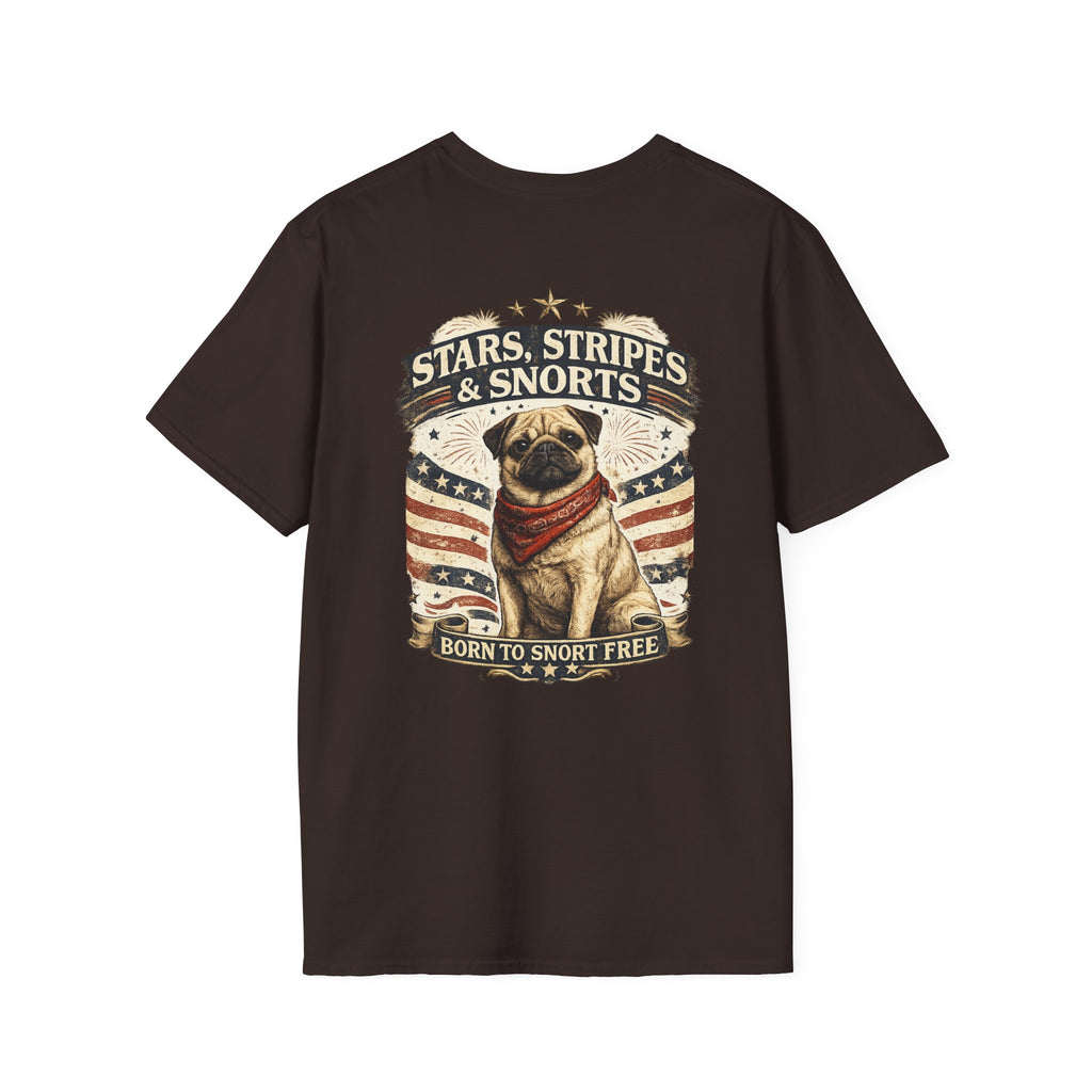 Stars, Stripes & Snorts Pug T-Shirt | Patriotic Dog Tee