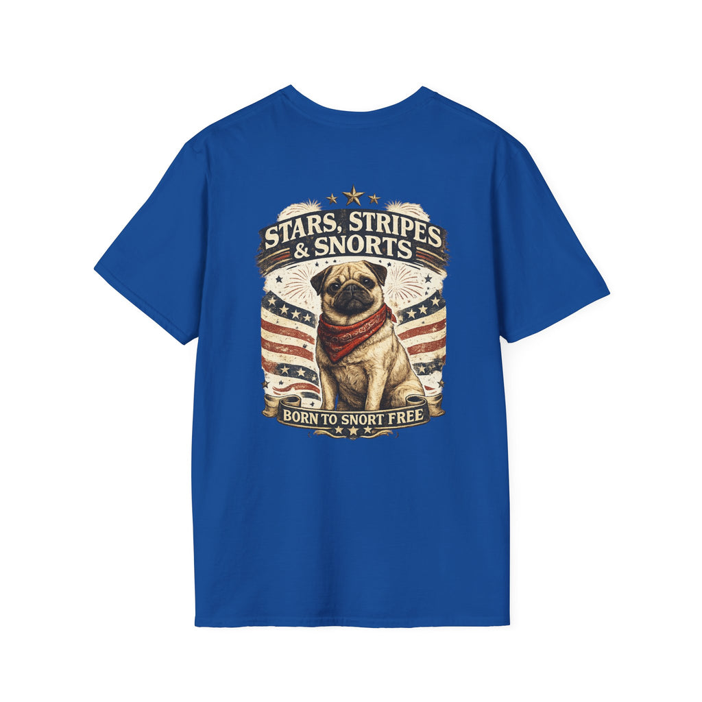 Stars, Stripes & Snorts Pug T-Shirt | Patriotic Dog Tee