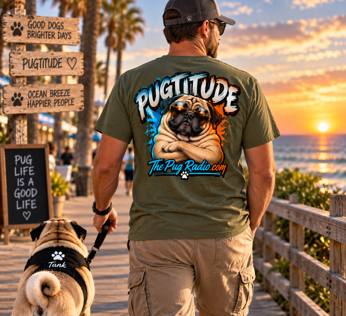 PUGTITUDE Pug T-Shirt — Tiny Dog, Huge Attitude | The Pug Radio