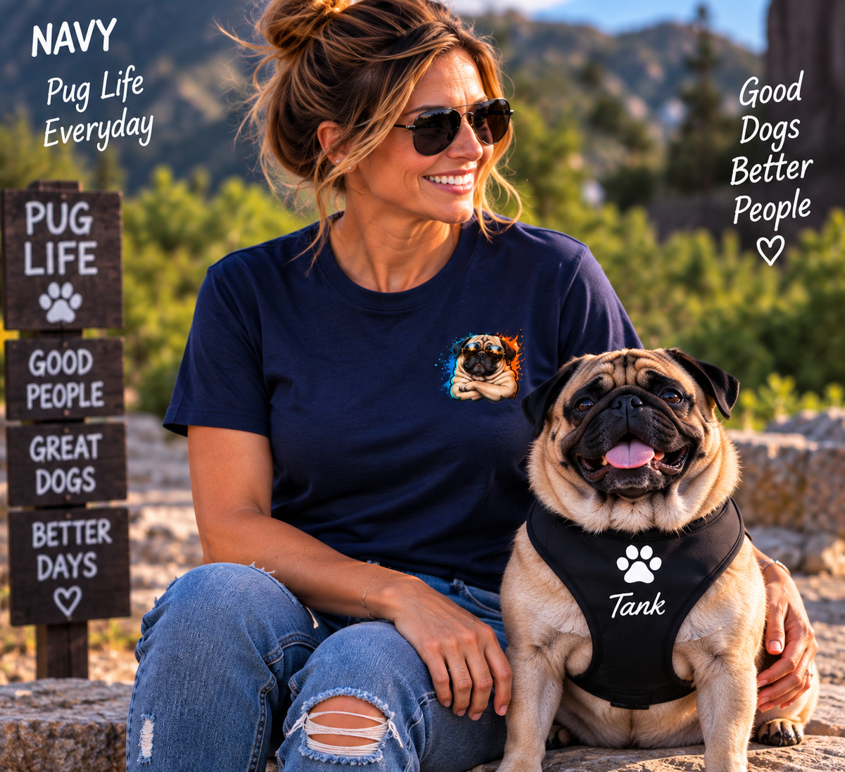 PUGTITUDE Pug T-Shirt — Tiny Dog, Huge Attitude | The Pug Radio
