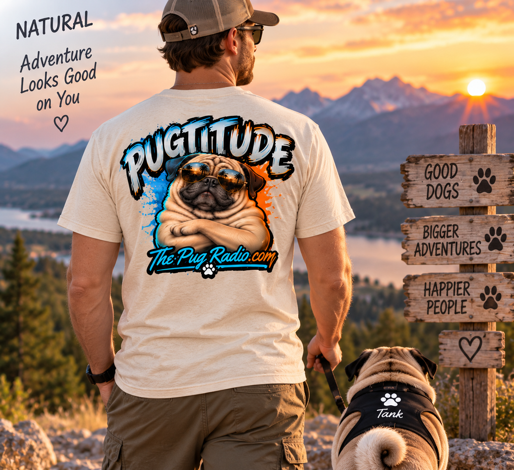 PUGTITUDE Pug T-Shirt — Tiny Dog, Huge Attitude | The Pug Radio