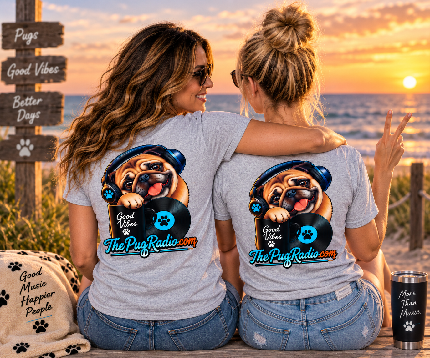 Good Vibes Pug T-Shirt — Music, Pugs & Good Vibes | The Pug Radio