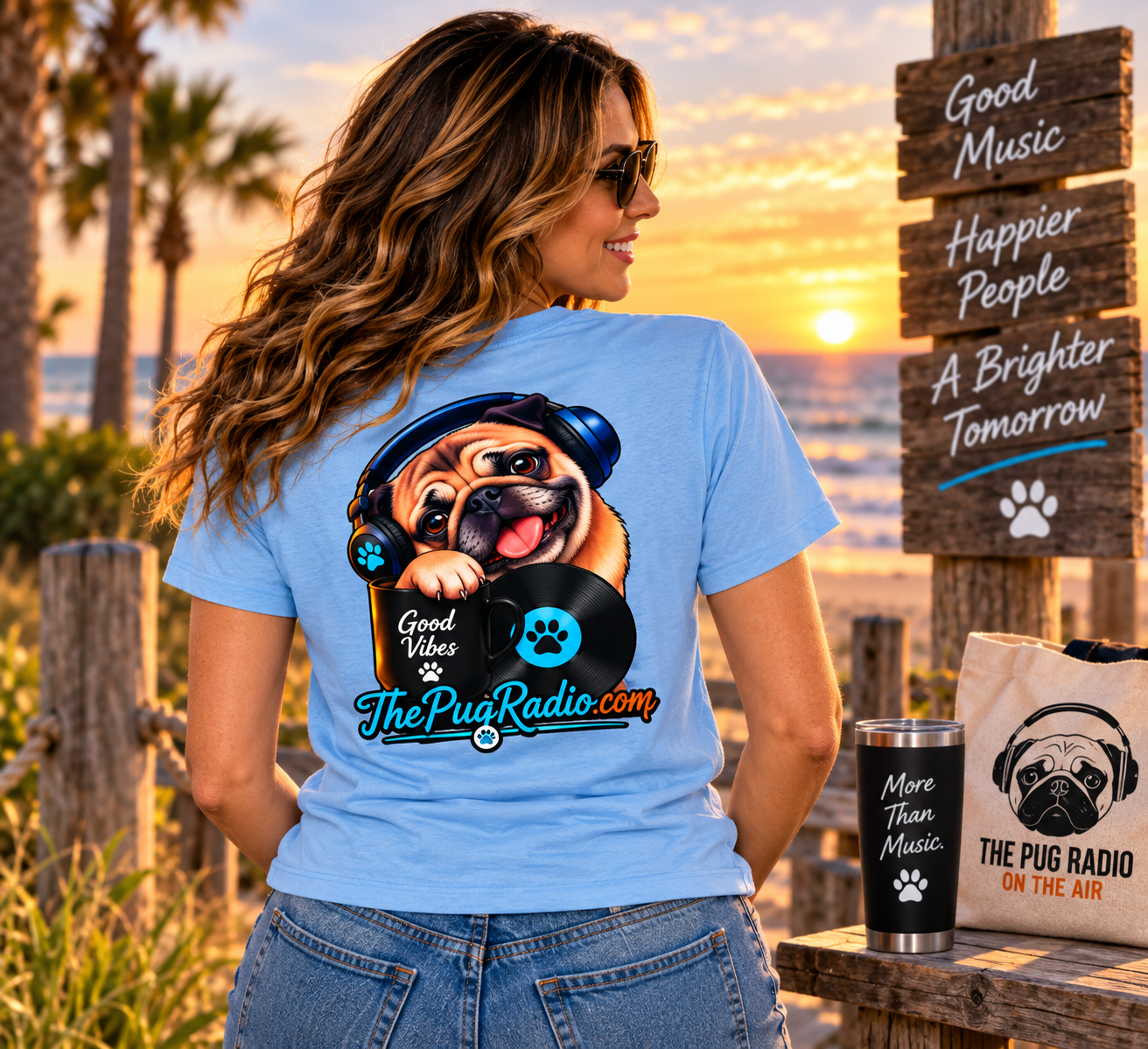 Good Vibes Pug T-Shirt — Music, Pugs & Good Vibes | The Pug Radio