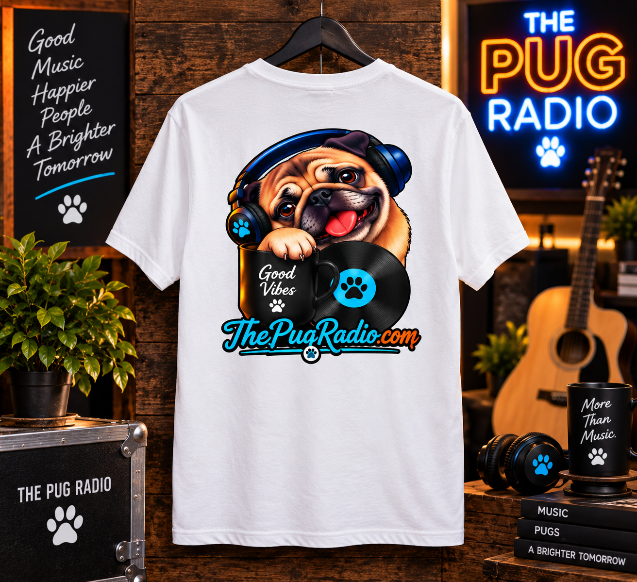 Good Vibes Pug T-Shirt — Music, Pugs & Good Vibes | The Pug Radio
