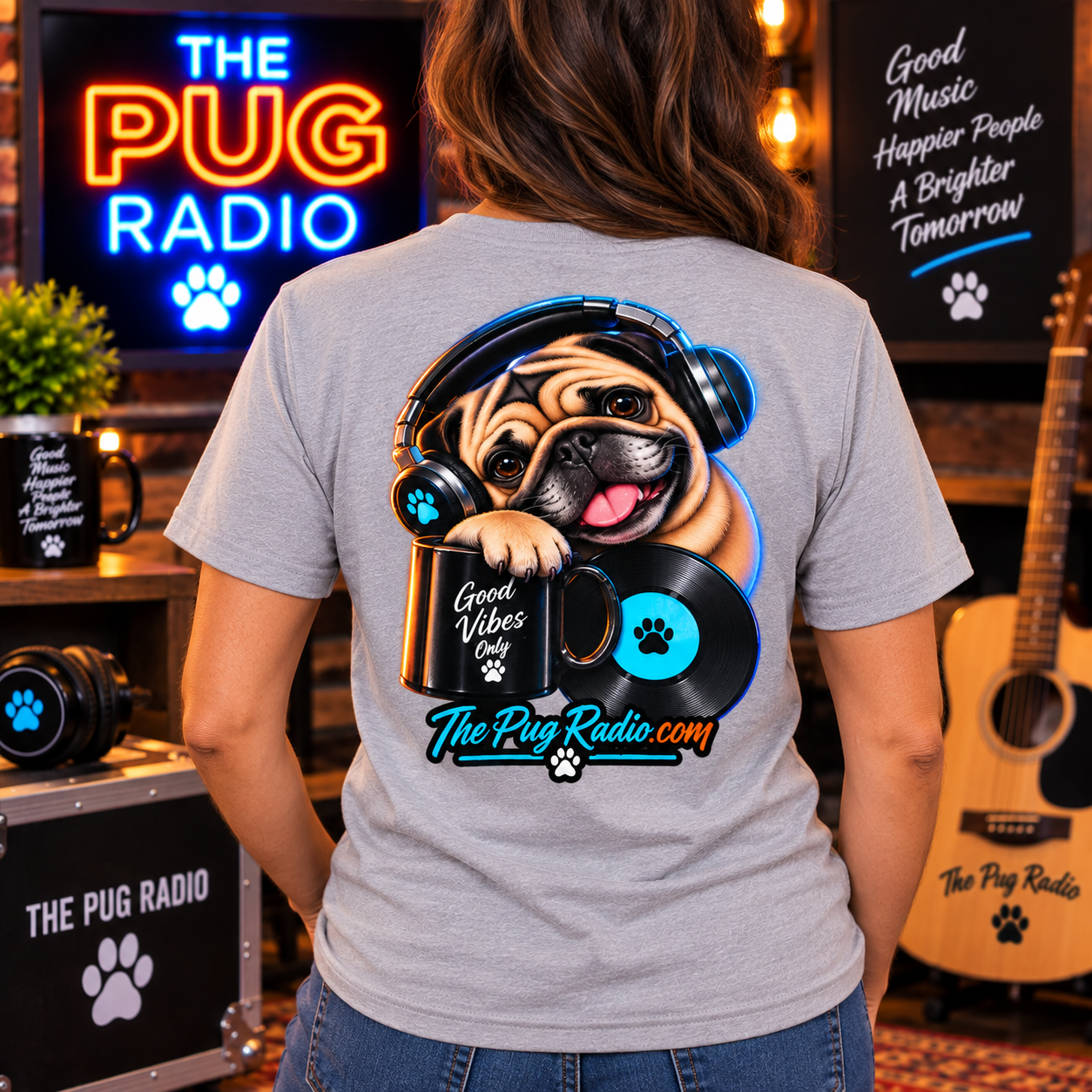 Good Vibes Pug T-Shirt — Music, Pugs & Good Vibes | The Pug Radio