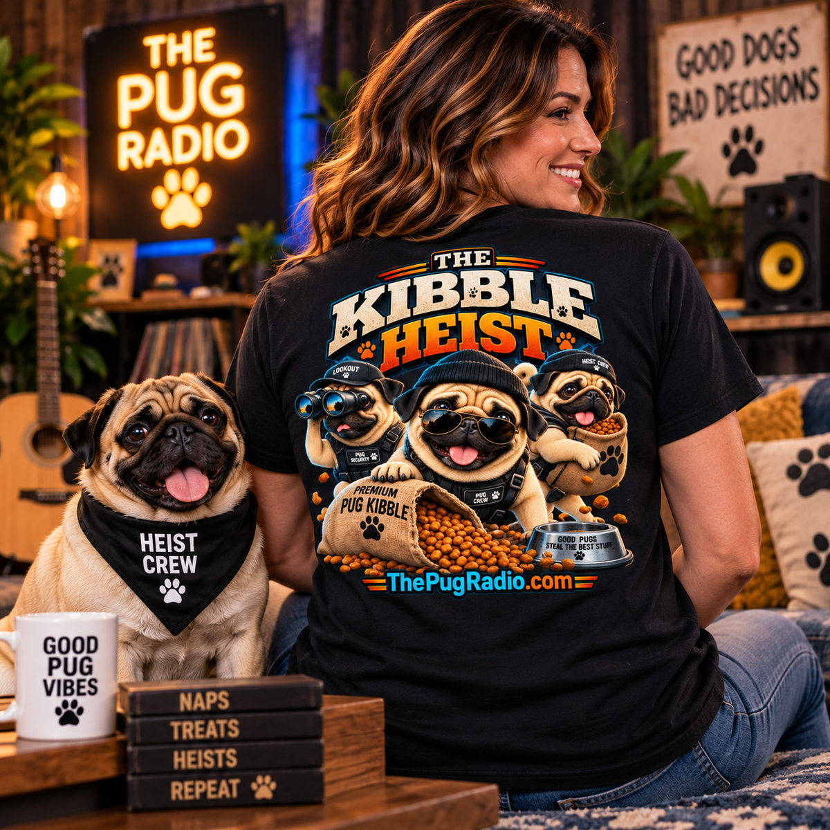 The Kibble Heist™ T-Shirt | Funny Pug Tee for Dog Lovers