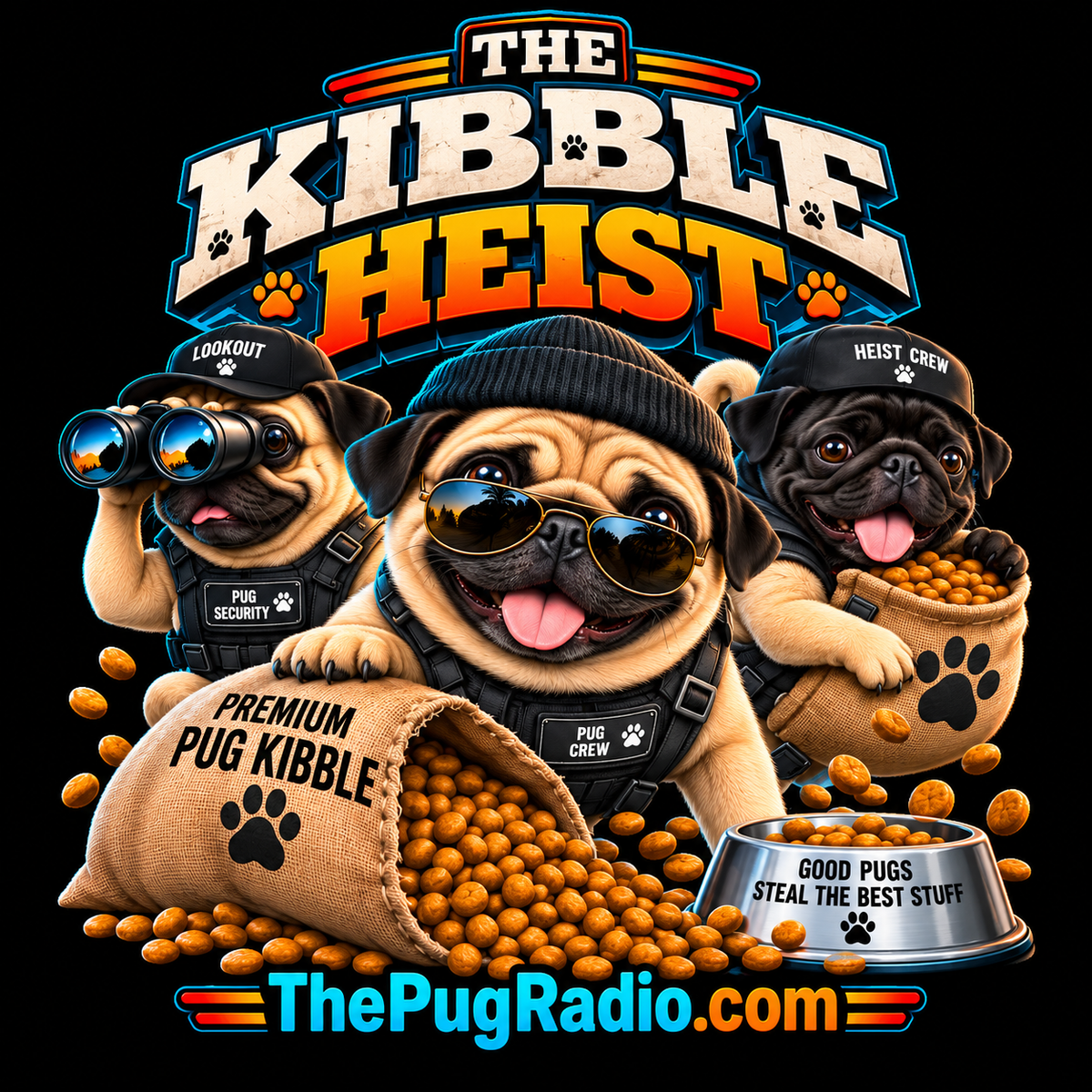 The Kibble Heist™ T-Shirt | Funny Pug Tee for Dog Lovers