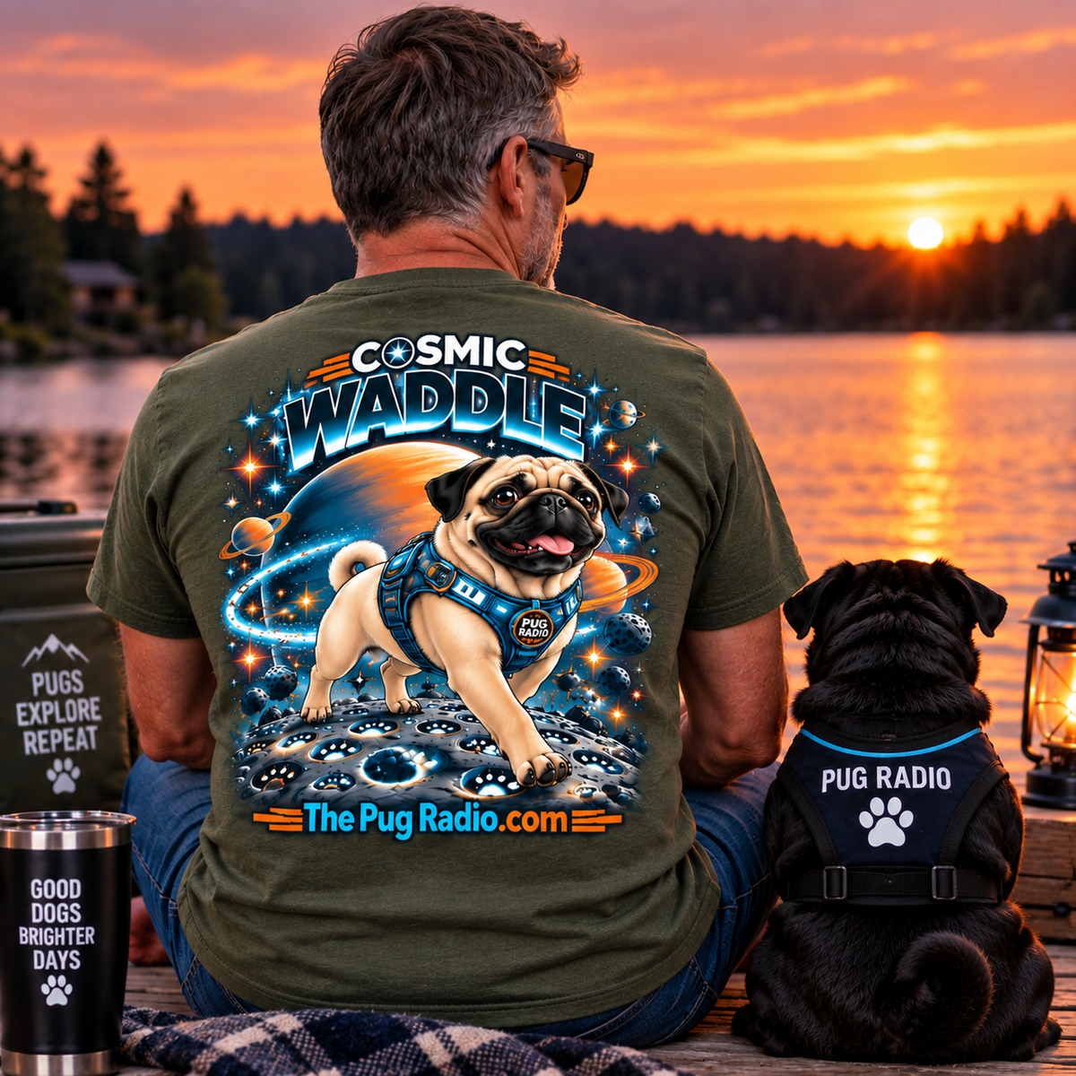 Cosmic Waddle | Astronaut Pug Space Adventure T-Shirt 🐾🚀
