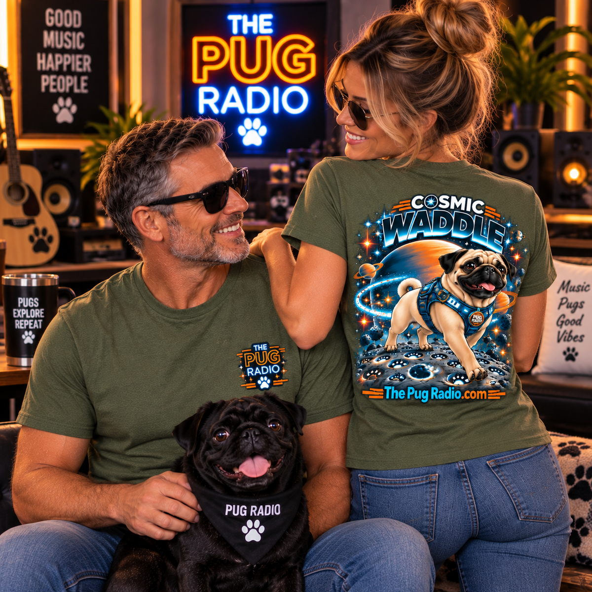 Cosmic Waddle | Astronaut Pug Space Adventure T-Shirt 🐾🚀