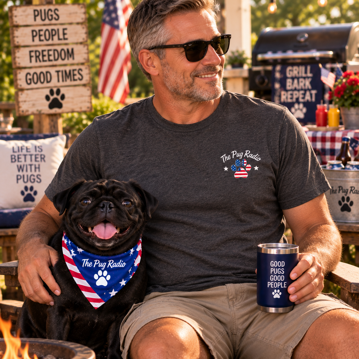 Stars, Stripes & Snorts Pug T-Shirt | Patriotic Dog Tee