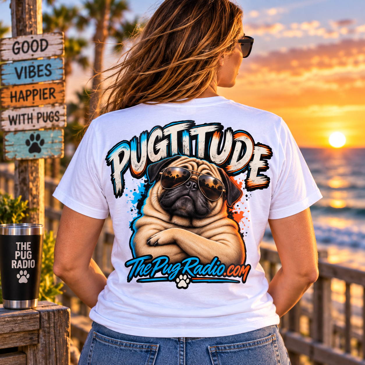 PUGTITUDE Pug T-Shirt — Tiny Dog, Huge Attitude | The Pug Radio