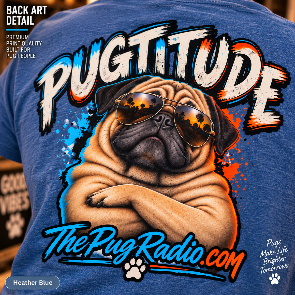 PUGTITUDE Pug T-Shirt — Tiny Dog, Huge Attitude | The Pug Radio