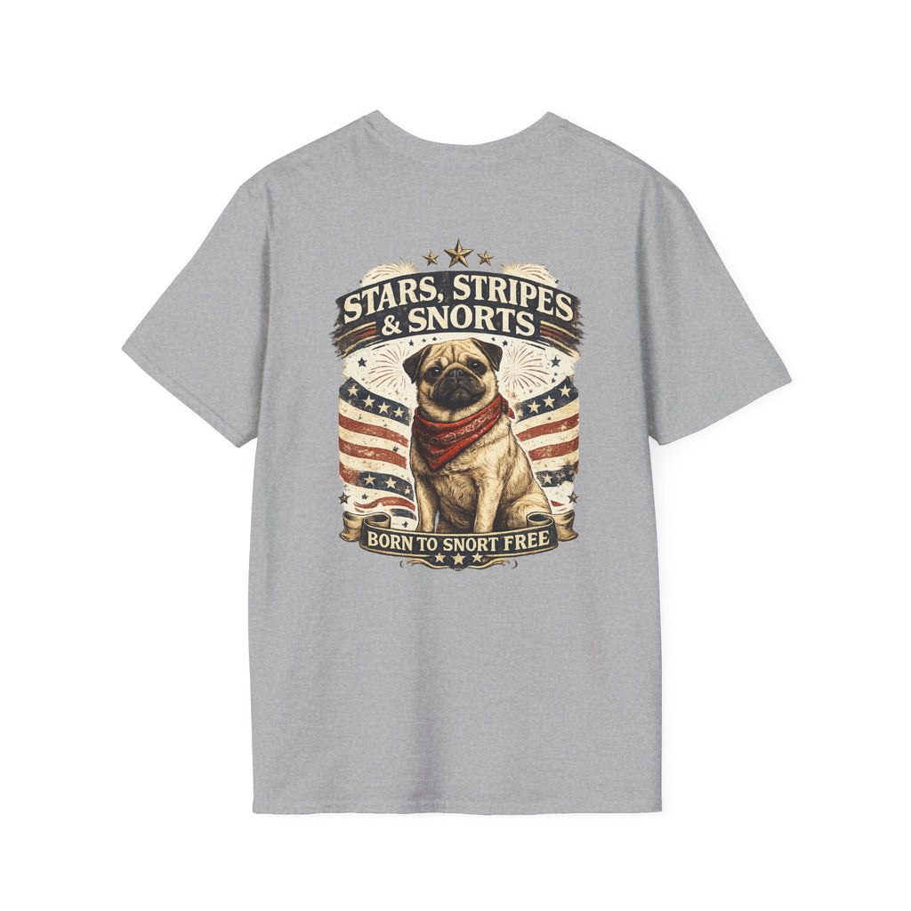 Stars, Stripes & Snorts Pug T-Shirt | Patriotic Dog Tee