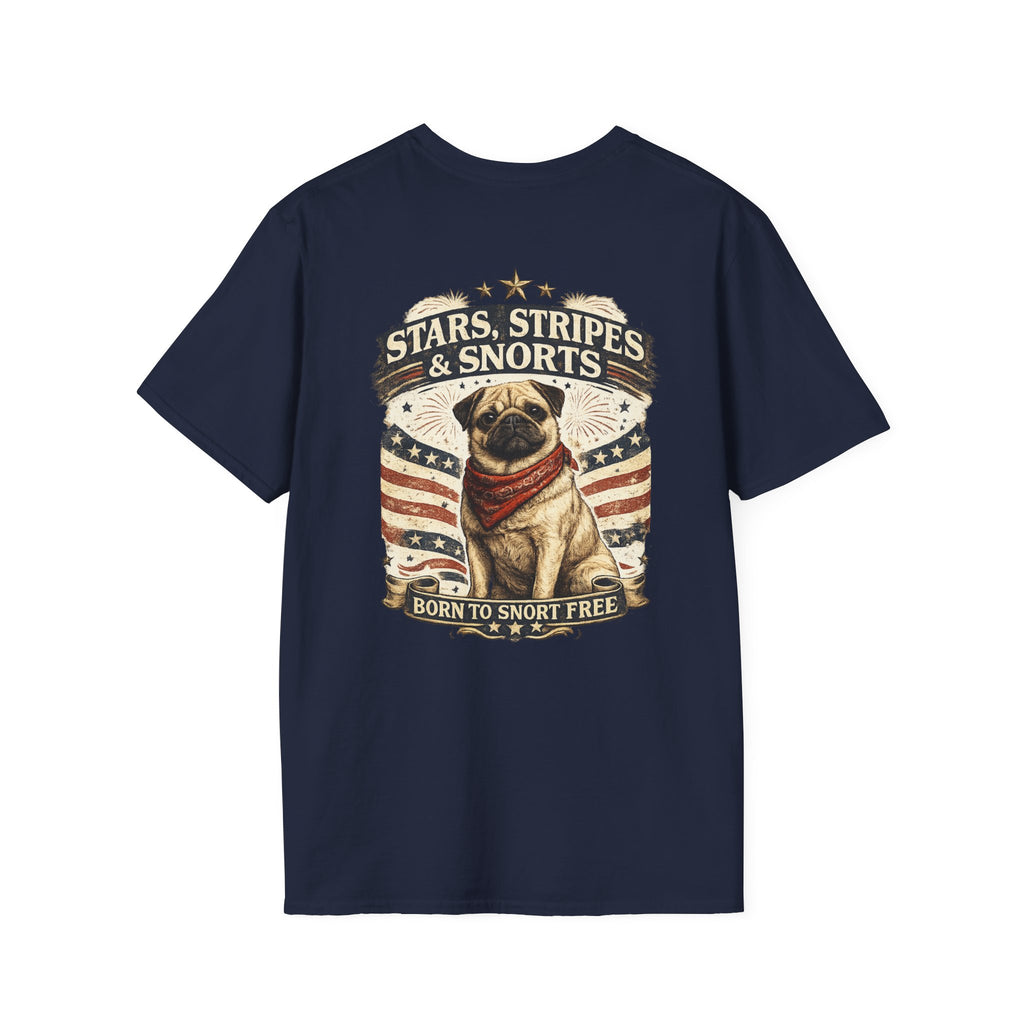 Stars, Stripes & Snorts Pug T-Shirt | Patriotic Dog Tee