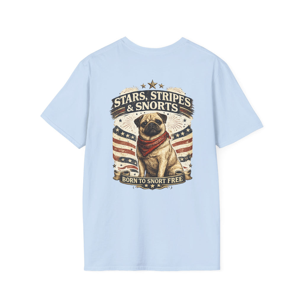 Stars, Stripes & Snorts Pug T-Shirt | Patriotic Dog Tee