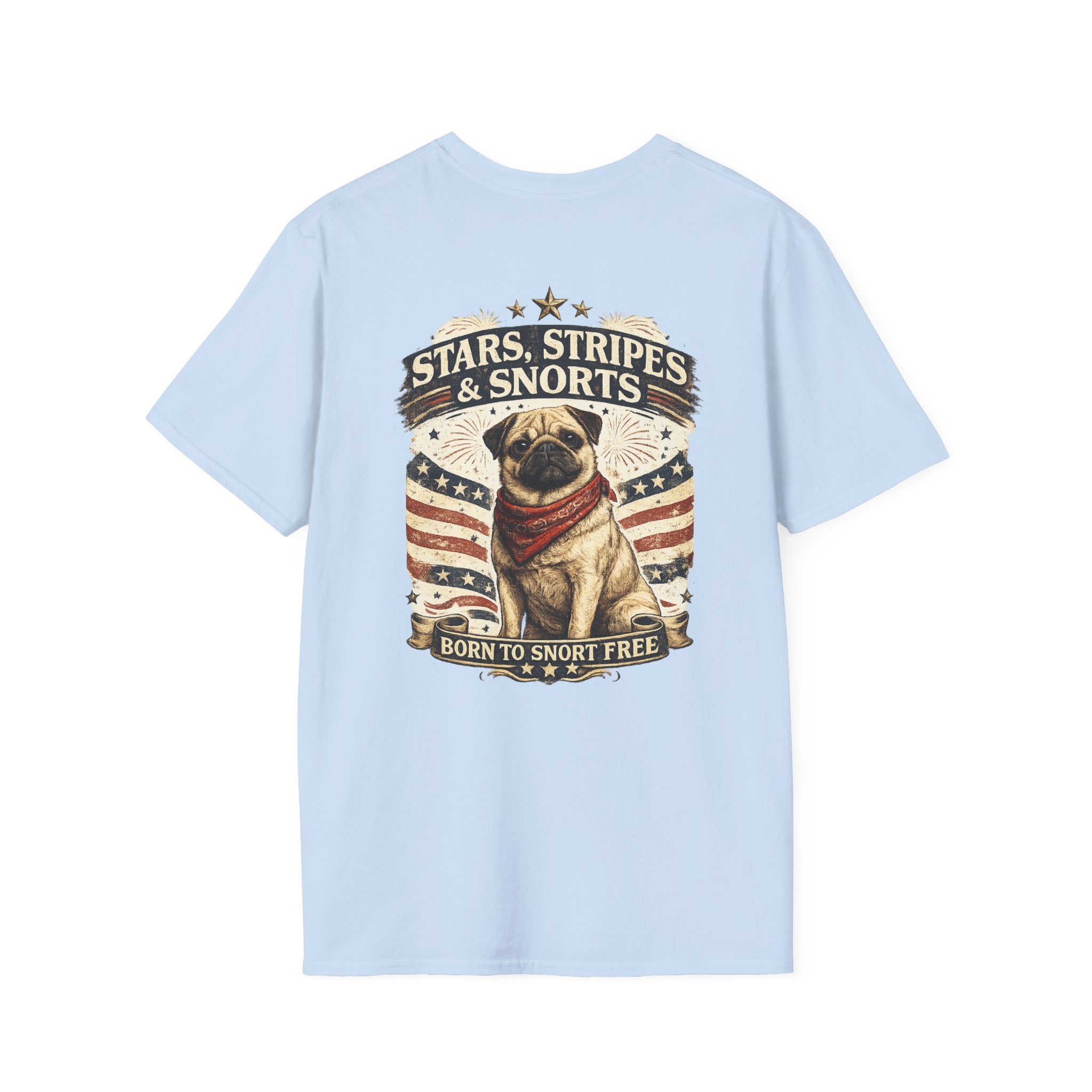 Stars, Stripes & Snorts Pug T-Shirt | Patriotic Dog Tee
