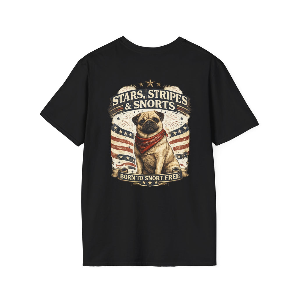 Stars, Stripes & Snorts Pug T-Shirt | Patriotic Dog Tee