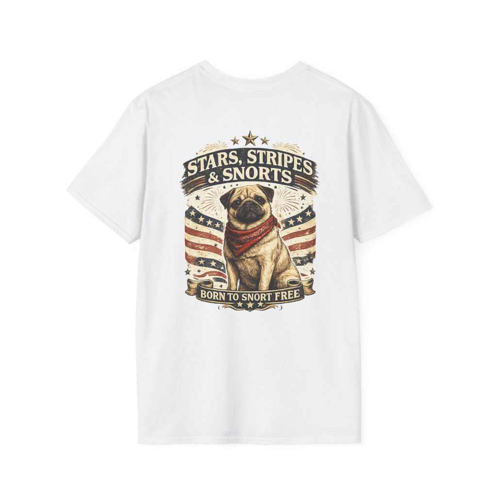 Stars, Stripes & Snorts Pug T-Shirt | Patriotic Dog Tee